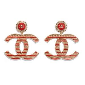 CHANEL Red and Gold Iconic Earrings